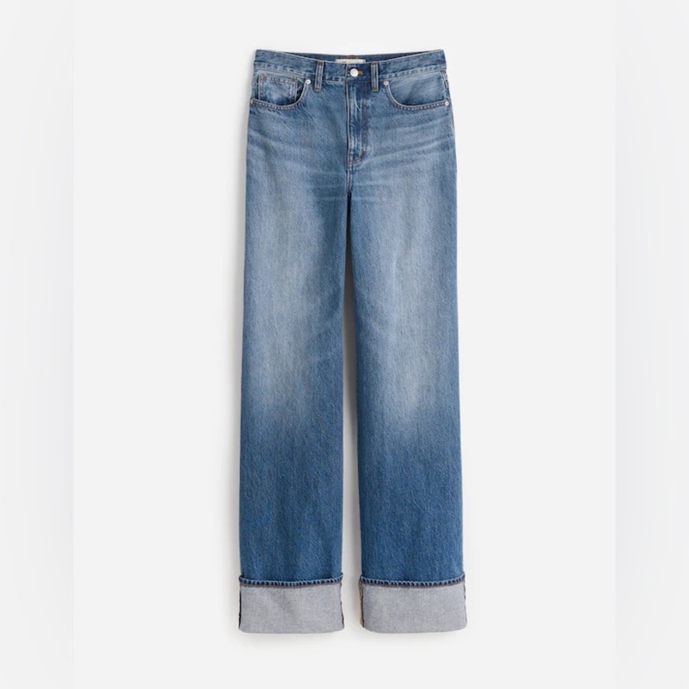 Madewell Super Wide-Leg Jeans In Fannin Wash, High Rise, Full Length W/Cuff, 25 - Picture 10 of 11
